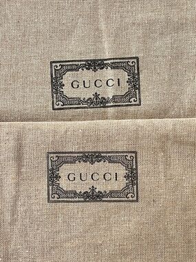 MEW set 2 Gucci Beige Canvas shoe Dust long Bag drawstring flax linen look totes